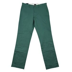 NEW J Crew Straight Flex Chino Pants Mens 32x34 Green Cotton Blend Stretch Waist